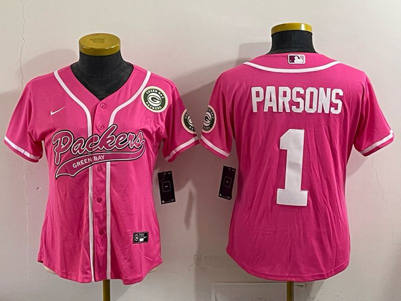 Youth 2025 Green Bay Packers #1 Parsons Pink Nike Limited NFL Jersey style 007->youth nfl jersey->Youth Jersey